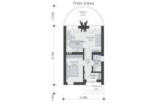 Проект одноэтажного жилого дома